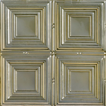 FROM PLAIN TO BEAUTIFUL IN HOURS Cubism 2 ft. x 2 ft.  Tin Style Nail Up Ceiling Tile in Gold Nugget (48 sq. ft./case), 12PK SKPC320-gn-24x24-N-12